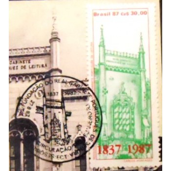 Imagem do Máximo postal do Brasil de 1987 Real Gabinete Português anunciado detalhe