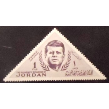 Selo postal da Jordânia de 1964 Pres. John F. Kennedy anunciado