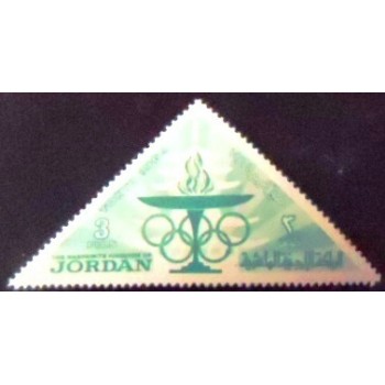 Selo postal da Jordânia de 1964 Olympic torch and Olympic rings 3 anunciado
