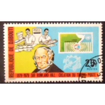 Selo postal de Djibouti de 1979 Sir Rowland Hill 25 anunciado