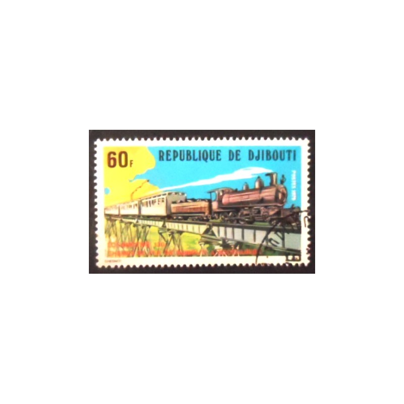 Selo postal de Djibouti de 1979 Line Addis Abeba 60 anunciado