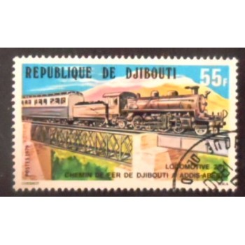 Selo postal de Djibouti de 1979 Line Addis Abeba 55 anunciado
