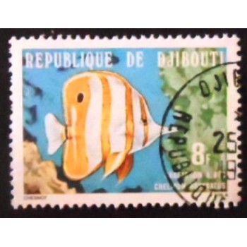 Selo postal de Djibouti de 1978 Copperband Butterflyfish anunciado