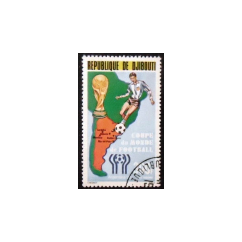 Selo postal de Djibouti de 1978 WC 1978 Argentina 300 anunciado
