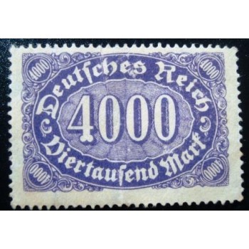 Imagem do selo postal da Alemanha Reich de 1923 Mark Numeral 4000 anunciado