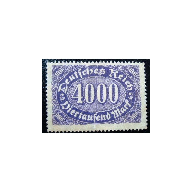 Imagem do selo postal da Alemanha Reich de 1923 Mark Numeral 4000 anunciado