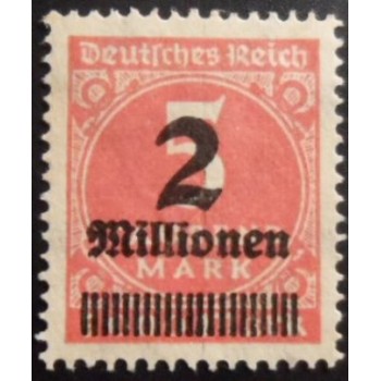 Selo postal da Alemanha Reich de 1923 Surcharge 2M on 5T anunciado