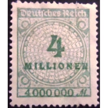 Imagem do selo da Alemanha Reich de 1923 Value in Millionen 4 anunciado