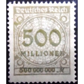 Selo da Alemanha Reich de 1923 Value in Millionen 500 N anunciado