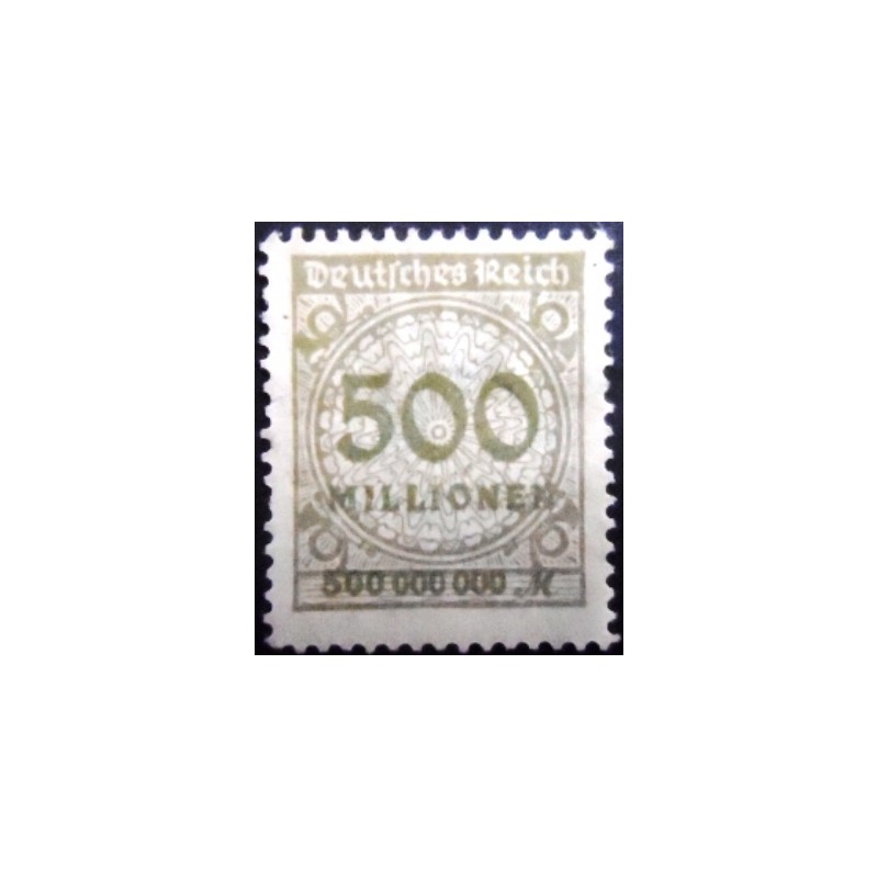 Selo da Alemanha Reich de 1923 Value in Millionen 500 N anunciado