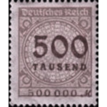 Selo postal da Alemanha Reich de 1923 Value in Tausend 500 N anunciado