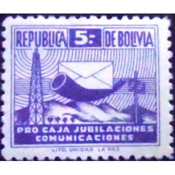 Imagem do selo postal anunciado da Bolívia de 1954 Communications Symbols 5