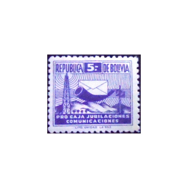 Imagem do selo postal anunciado da Bolívia de 1954 Communications Symbols 5