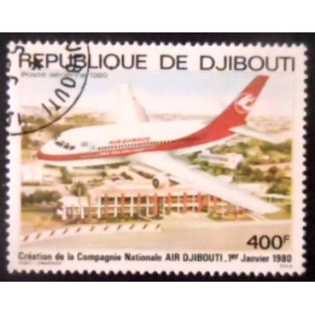 Selo postal de Djibouti de 1980 Air Djibouti anunciado