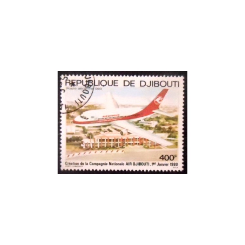 Selo postal de Djibouti de 1980 Air Djibouti anunciado