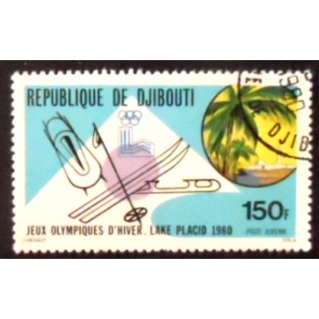 Selo postal de Djibouti de 1980 Winter sports equipment anunciado