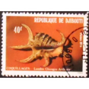 Selo postal de Djibouti de 1979 Arthritic Spider Conch anunciado