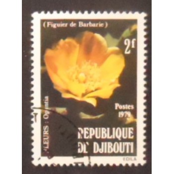 Selo postal de Djibouti de 1979 Opuntia anunciado
