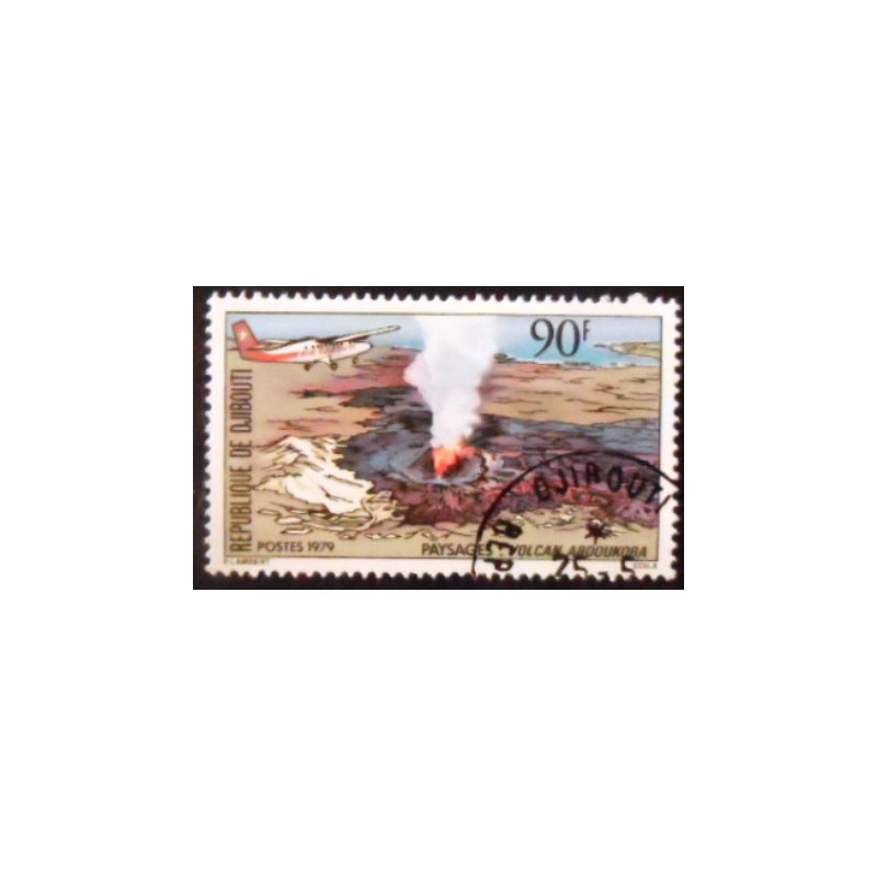 Selo postal de Djibouti de 1979 Volcano anunciado