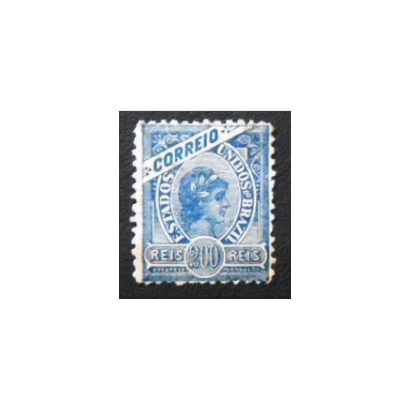 Imagem do selo postal do Brasil de 1905 Madrugada Republicana 200 N B anunciado