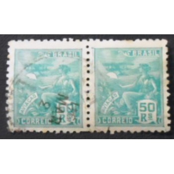 Par de selos postais do Brasil 1936 Aviação 50 U anunciados