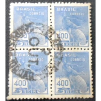 Quadra de selos do Brasil de 1940 Mercúrio 400 U anunciada