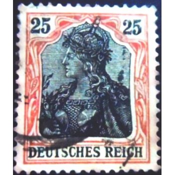 Selo postal da Alemanha Reich de 1906 Germania inscr DEUTSCHES REICH 25 anunciado