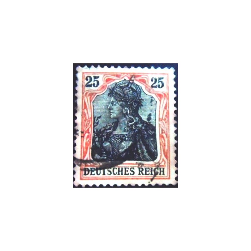 Selo postal da Alemanha Reich de 1906 Germania inscr DEUTSCHES REICH 25 anunciado