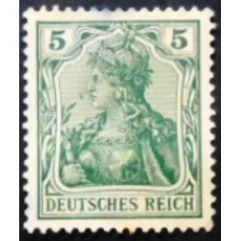 Selo postal da Alemanha Reich de 1905 Germania inscr DEUTSCHES REICH 5 anunciado