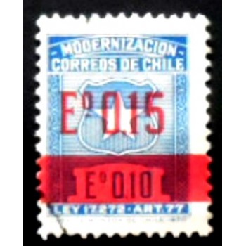 Selo postal do Chile de 1972 Postal overprint 15c on 10c red anunciado