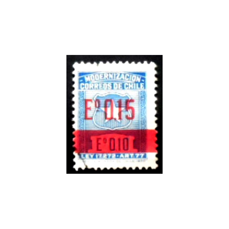 Selo postal do Chile de 1972 Postal overprint 15c on 10c red anunciado