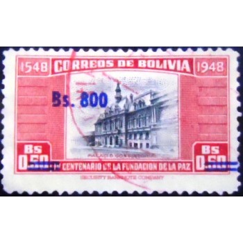 Imagem do selo postal anunciado da Bolívia de 1957 Consistorial Palace 800