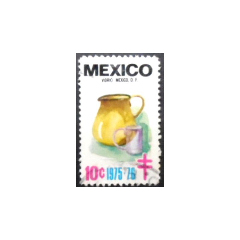 Selo postal do México de 1975 Vidrio Mexico anunciado