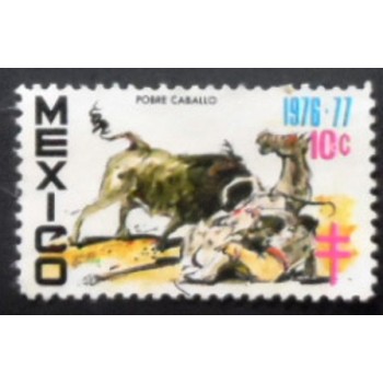 Selo postal do México de 1976 Pobre Caballo anunciado