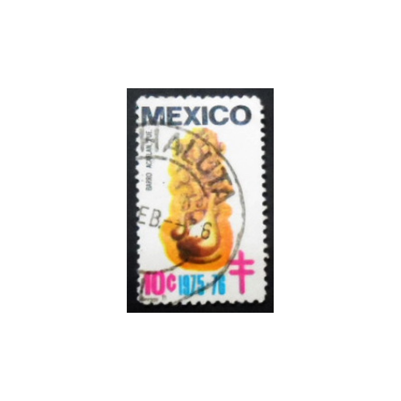 Selo postal do México de 1975 Barro Acatlan anunciado