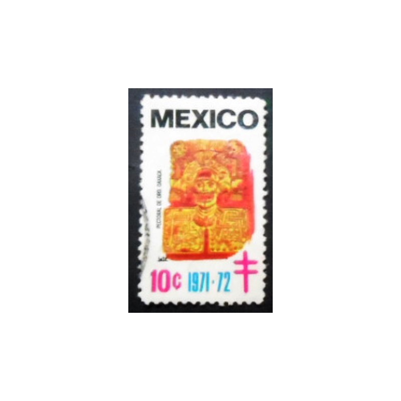 Selo postal do México de 1971 Pectoral de Oro Oaxaca anunciado