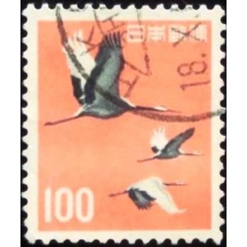 Imagem similar à do selo postal do Japão de 1963 Red-crowned Cranes anunciado