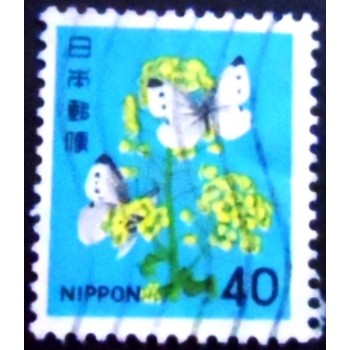 Imagem similar à do selo postal do Japão de 1980 Brassica napus and Pieris rapae U anunciado