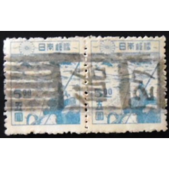 Par de selos postais do Japão de 1947 Whaling anunciado