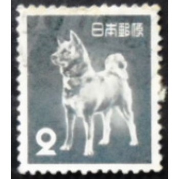 Imagem similar à do selo postal do Japão de 1953 Dog Akita Inuanunciado