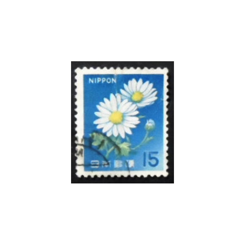 Imagem do selo postal do Japão de 1966 Ox-eye Daisy anunciado