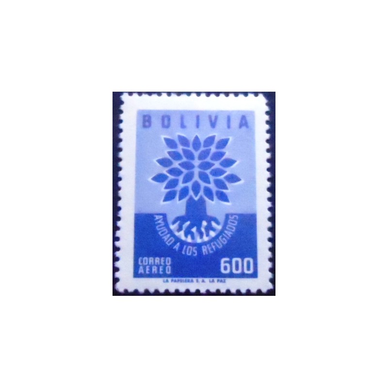 Selo postal da Bolívia de 1960 World refugee year Emblem 600