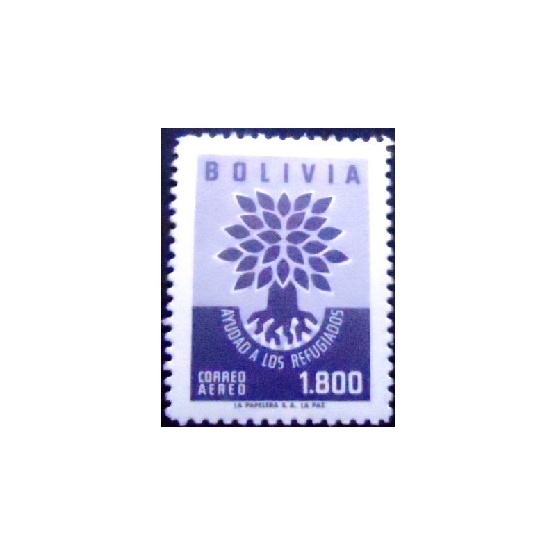 Selo postal da Bolívia de 1960 World refugee year Emblem 1800