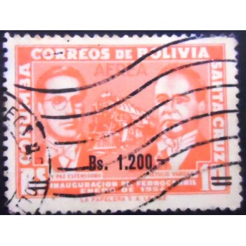 Selo postal da Bolívia de 1960 Presidents P.Estenssoro and G.Vargas
