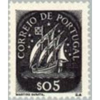 Selo postal de Portugal de 1943 Caravel 5 N anunciado