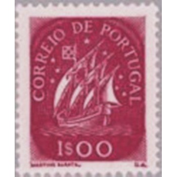 Selo postal de Portugal de 1943 Caravel 1 N anunciado