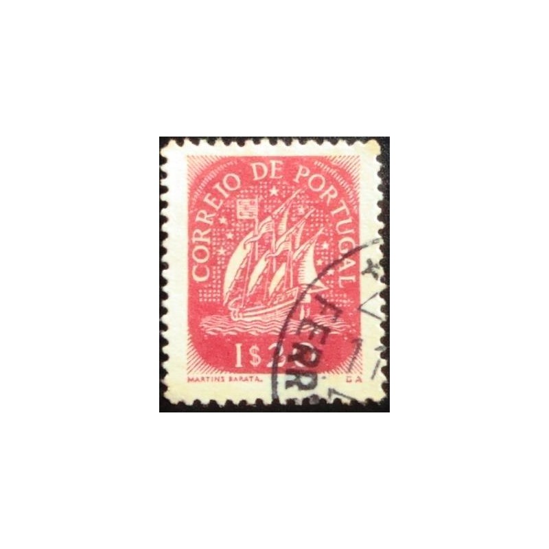 Imagem similar à do selo postal de Portugal de 1949 Caravel 1$20 U anunciado