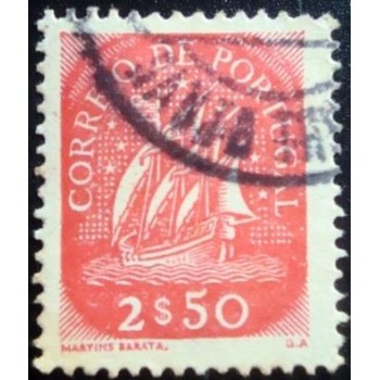 Imagem similar à do selo postal de Portugal de 1943 Caravel 2$50 U anunciado