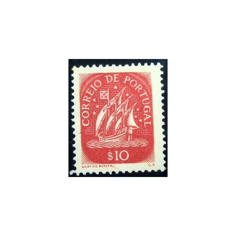 Selo postal de Portugal de 1943 Caravel  $10 N anunciado