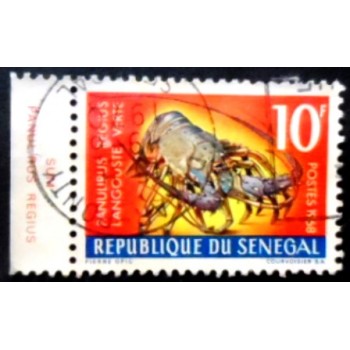 Selo postal do Senegal de 1968 Royal Spiny Lobster U anunciado